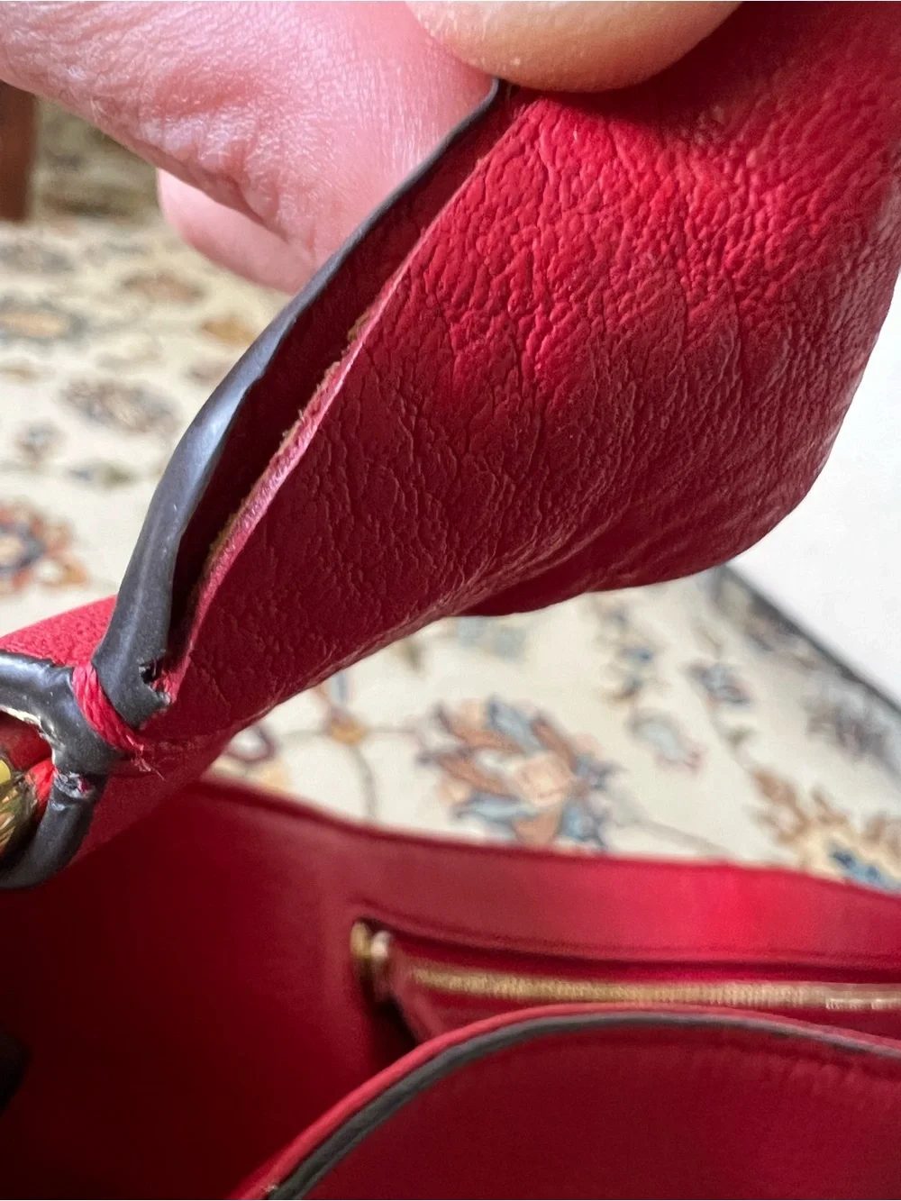 Michael Kors Red Pebbled Leather Hobo with Tassel